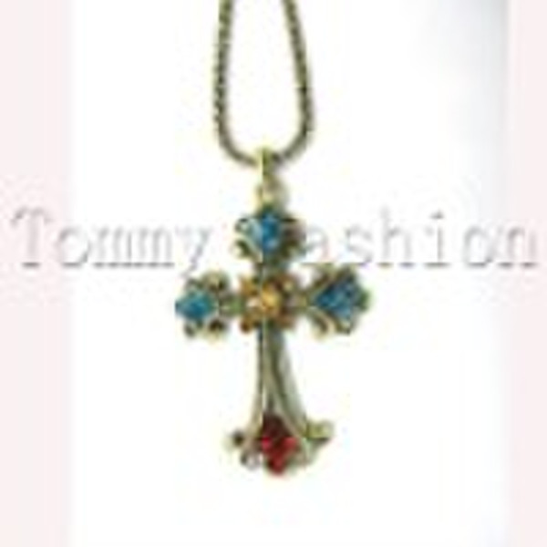 ancient christ cross pendant with rhinestones