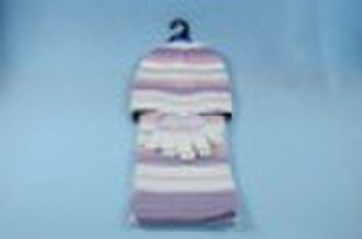 100% Acrylic 3pcs Children Set-Stripe (hat, glove,