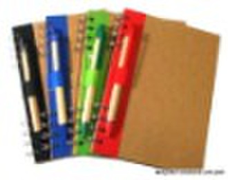 Recycled notebook with pen