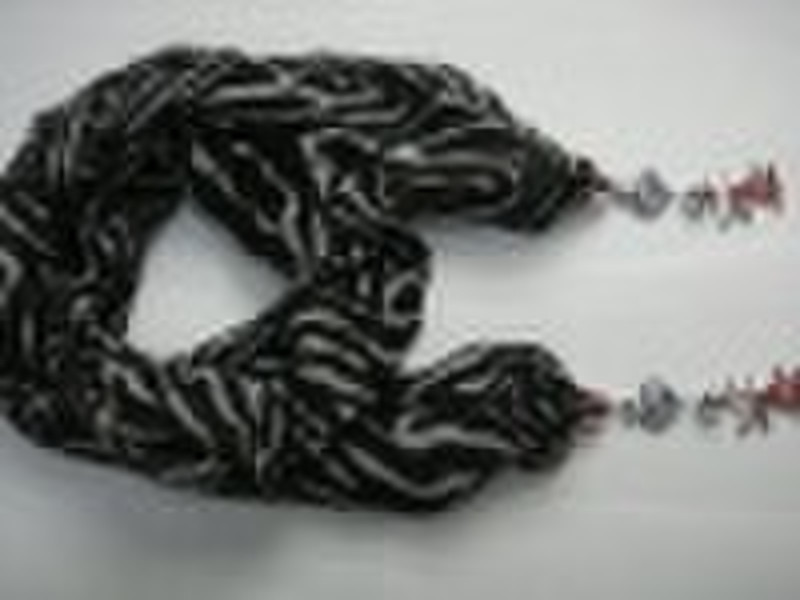 2011  New  Zebra grain polyester  pendant  scarf