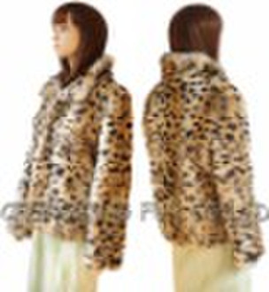 Genunie Leopard Print Rabbit Fur Jacket