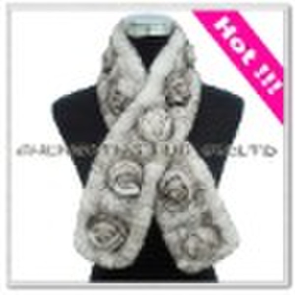 Genuine Rosette Rex Rabbit Fur Scarf