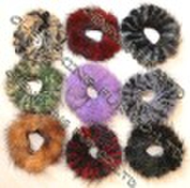 Genuine Mink Fur Elastic Hair Bands