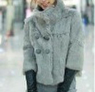 Lady's fashion pure rabbit fur coat