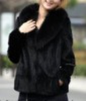 Lady's fashion rabbit and fox fur coat