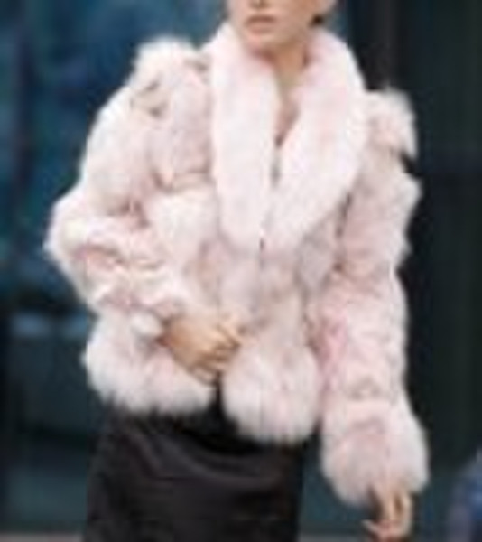 lady's elegant pink fox fur coat