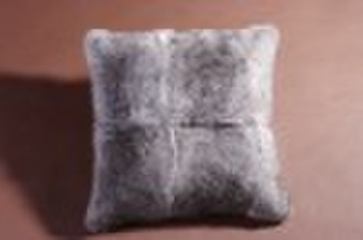 natural grey rabbit fur cushion