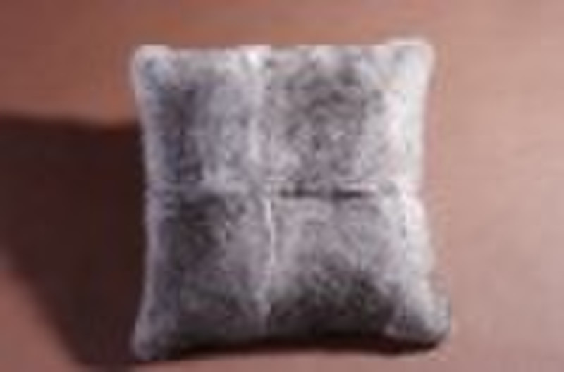 natural grey rabbit fur cushion