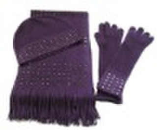 2011Fashion lady winter knitted scarf set