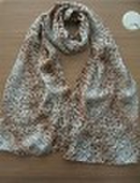 leopard stripes silk long scarf