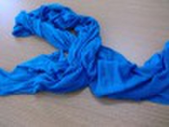 blue long knitted scarf