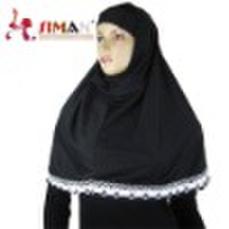 black hijab with cloth lace decorated