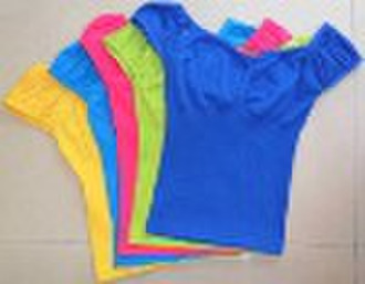 ladies' knitted seamless spaghetti short sleev