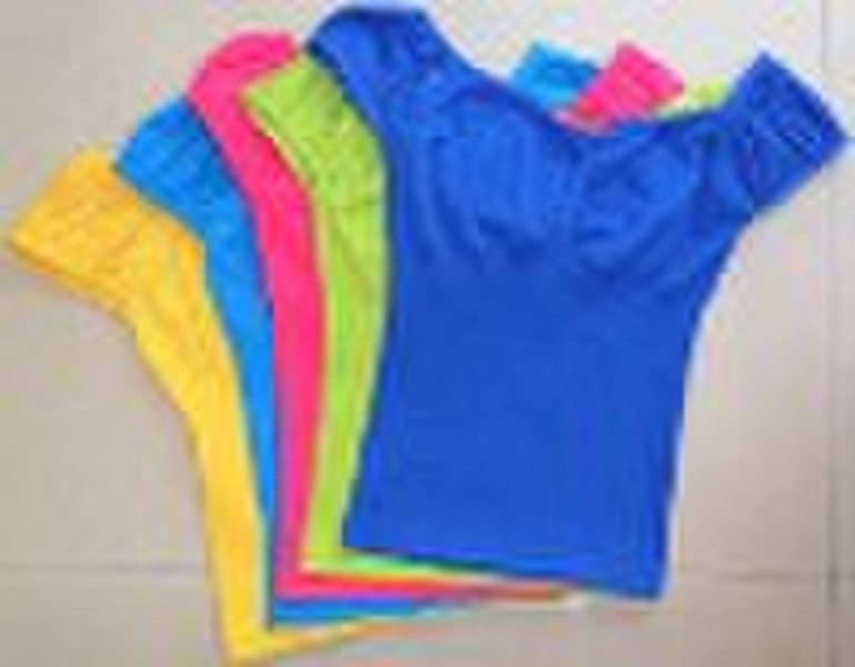 ladies' knitted seamless spaghetti short sleev