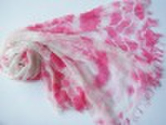 Pink ladies' scarf, tie dyeing