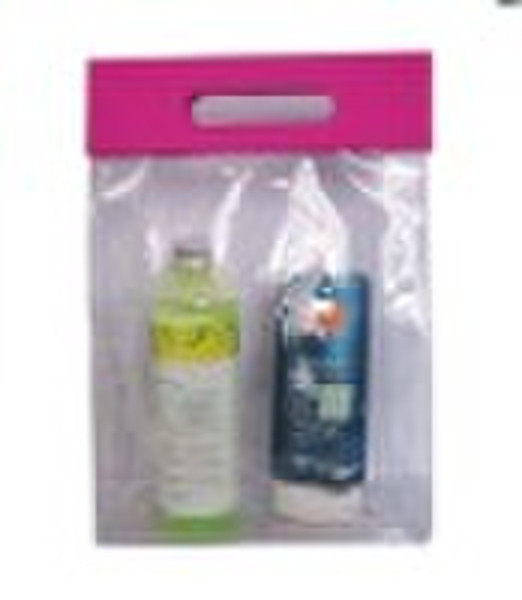 clear pvc promotional bag with purple hand