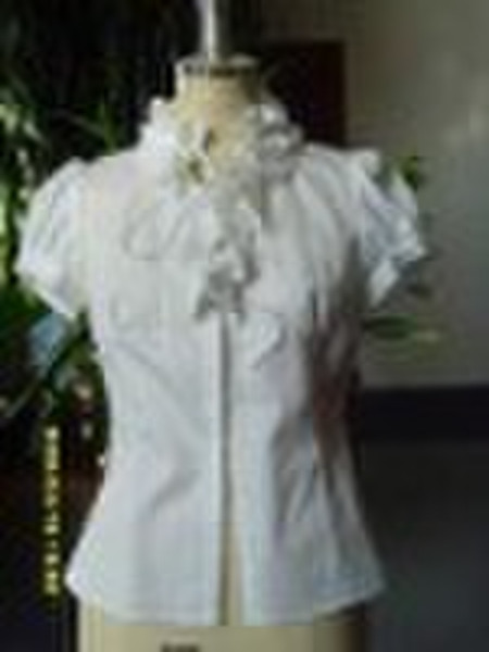 100%cotton white women short sleeve shirt