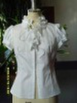 100%cotton white women short sleeve shirt