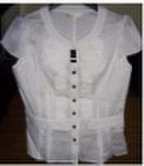 100%cotton white women short sleeve shirt