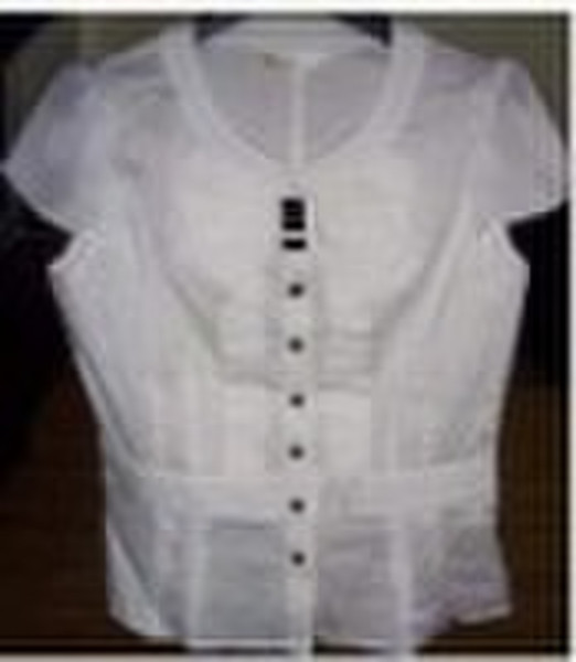 100%cotton white women short sleeve shirt