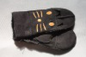 leather with fur gloves,winter gloves