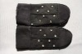 leather with fur gloves,winter gloves