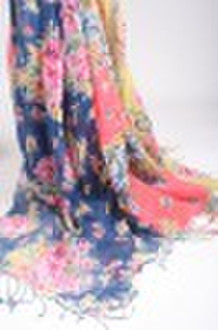 50% linen 50% cotton printed scarf