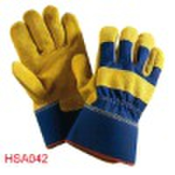 HSA042 gelbe Farbe Leder-Schutzhandschuh