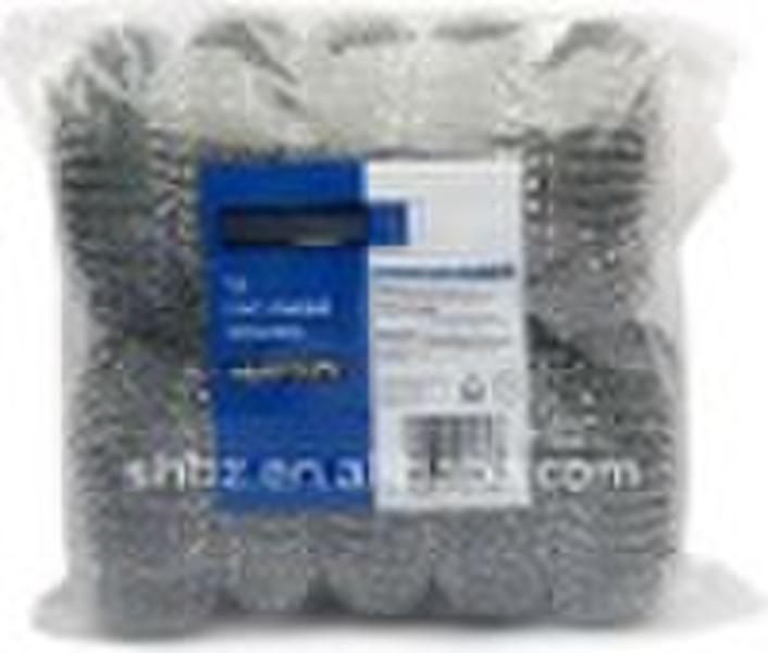 Galvanized mesh scourer in colour-printed polybag