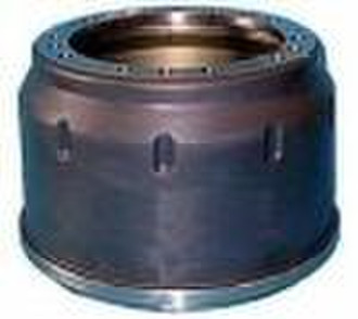 heavy truck or trailer truck brake drum and wheel