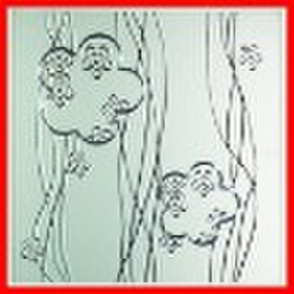 silver mirror tile with grooved cut flower pattern