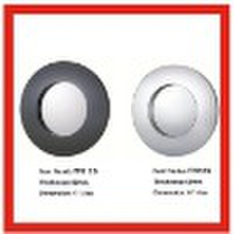 Round art deco wall mirror with glass frame