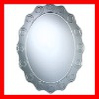 oval mirror with  grooved cut and wave edges