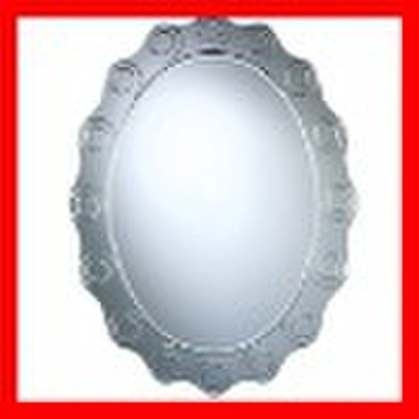oval mirror with  grooved cut and wave edges