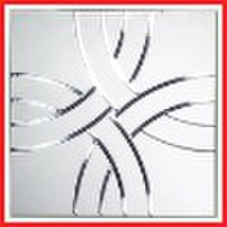 wall glass mirror tiles with grooved pattern