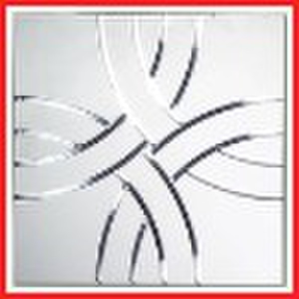 wall glass mirror tiles with grooved pattern