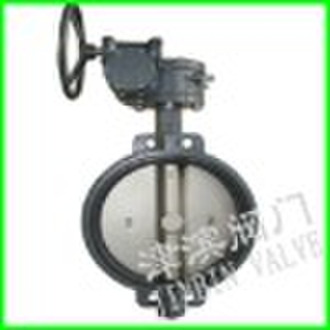 Worm actuated wafer butterfly valve