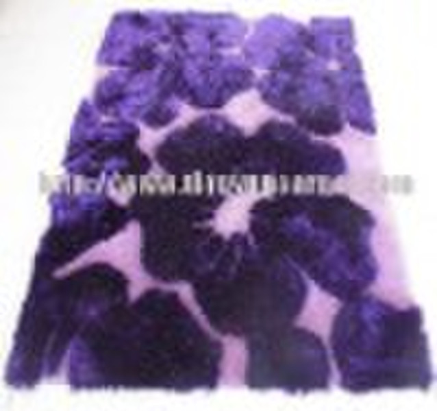 mixed-pile flowery polyester shaggy carpet/rug des