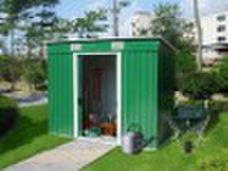 green powder coated garden shed