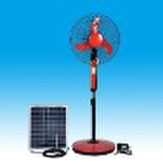 16"solar rechargeable stand fan with LED lamp