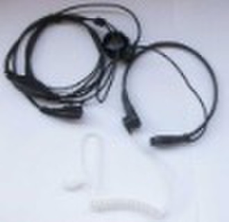 throat-activated two-way radio earphone with acous