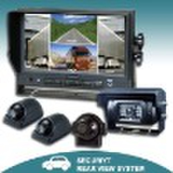 Quad view color car rear view system