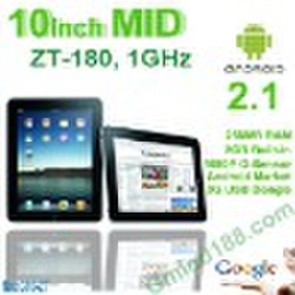 10 "ZT-180-Unterstützung 1080P Google Android Marke