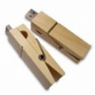 wood eco-friendly Cloth peg usb drive