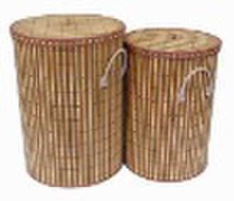 S / 2 von Runde Bamboo Wäschekorb