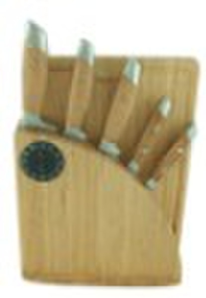 Bamboo knife block set, include 5pcs forged knife