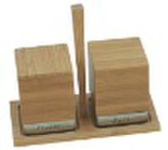 Bamboo salt and pepper container  set
