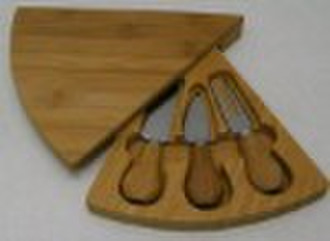 Bamboo cheese tool set with cutting board