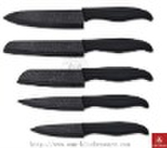 Black printed ceramic knife set