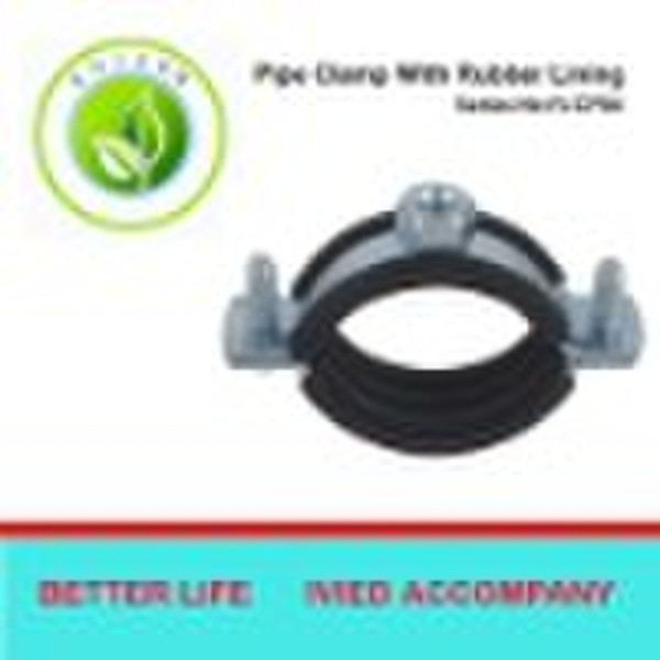 Galvanized Steel Pipe Clamp With Rubber Lining